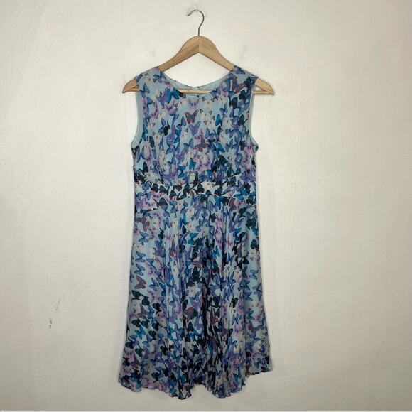 Blue Silk Butterfly Taylor Swift Lover Fit Flare Dress Size 6 - Picture 1 of 12